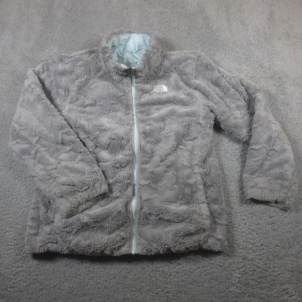 The North Face Reversible MossBud Swirl Girls Blue‎ Jacket - Size XL Ski Hiking